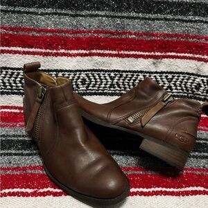 UGG Women's Chocolate Leather Ankle Booties